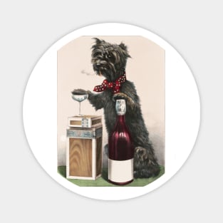 Cute Dog having Wine Magnet